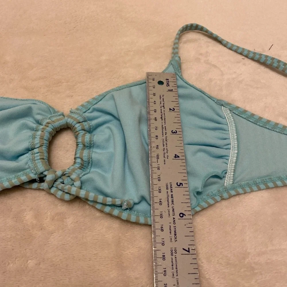Xhilaration Seafoam Blue Green Striped Bikini Top